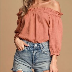 Excellent condition- Sweet One Rusty Rose Off-the-Shoulder Top